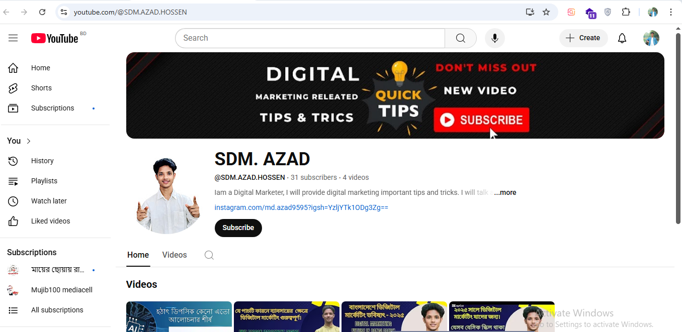 Project 10, Youtube Account Optimize